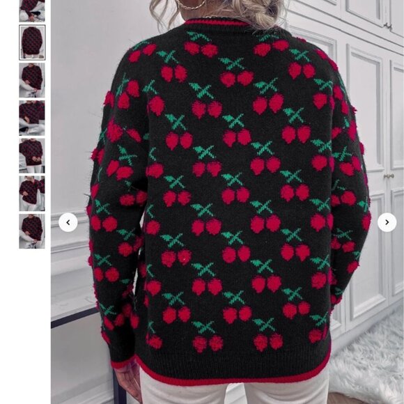Cherry sweater, soft , thick and with puffy cherry on it!  from SHEIN size S new - Picture 6 of 6